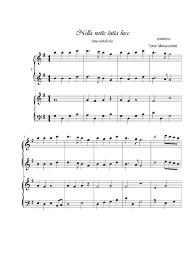 Nella notte tutta luce. Piano 4 hands (arr. Ester Alessandrini)