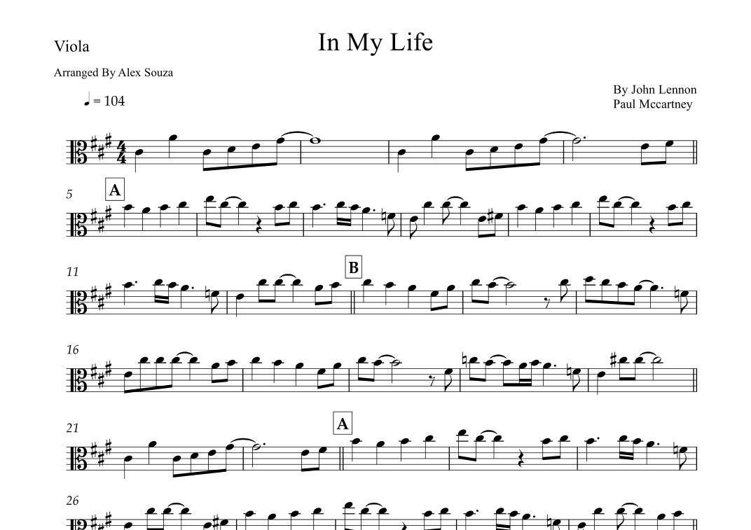 In My Life (arr. Alex Souza)