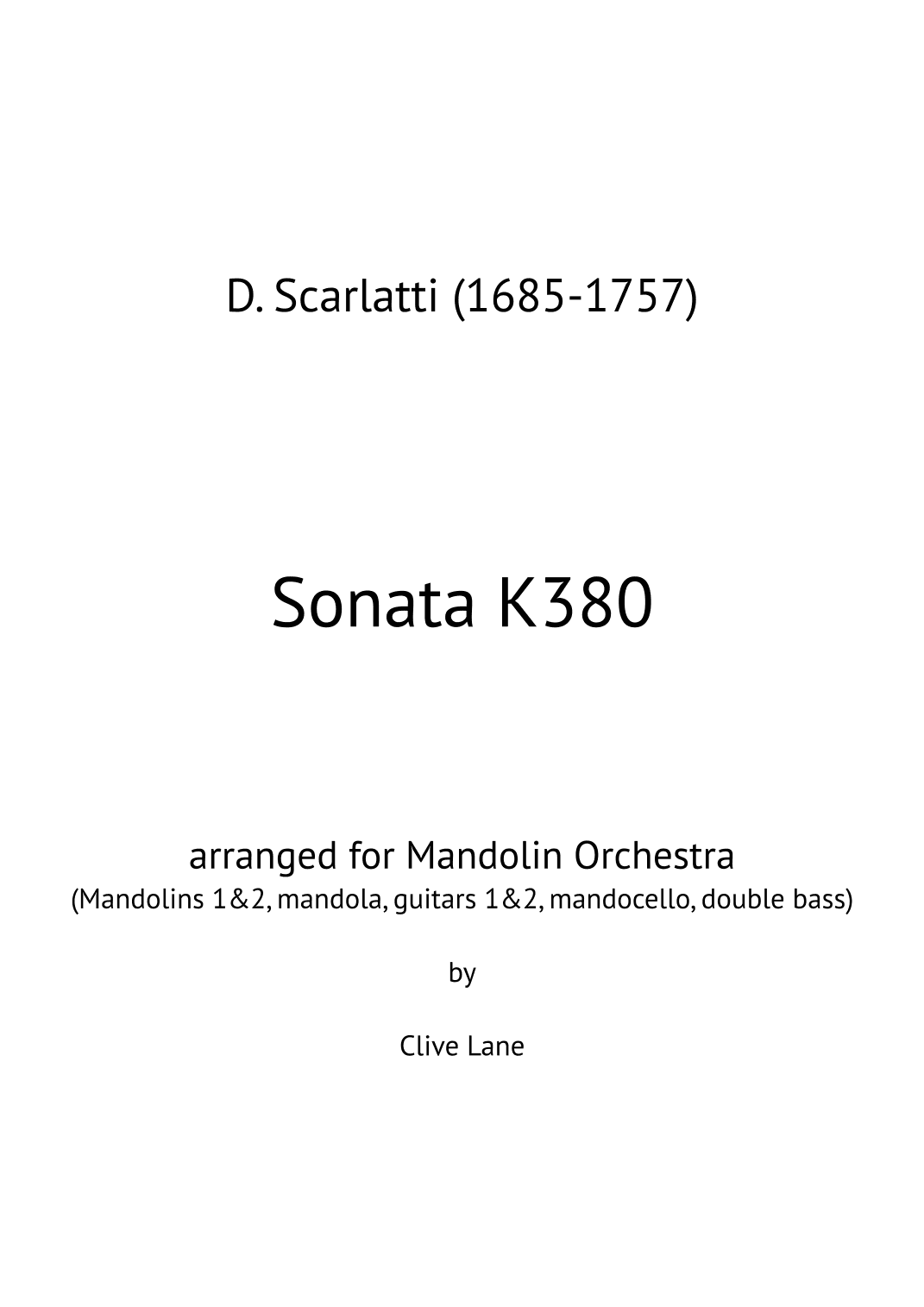 Sonata K380 (for mandolin orchestra) (arr. Clive Lane)
