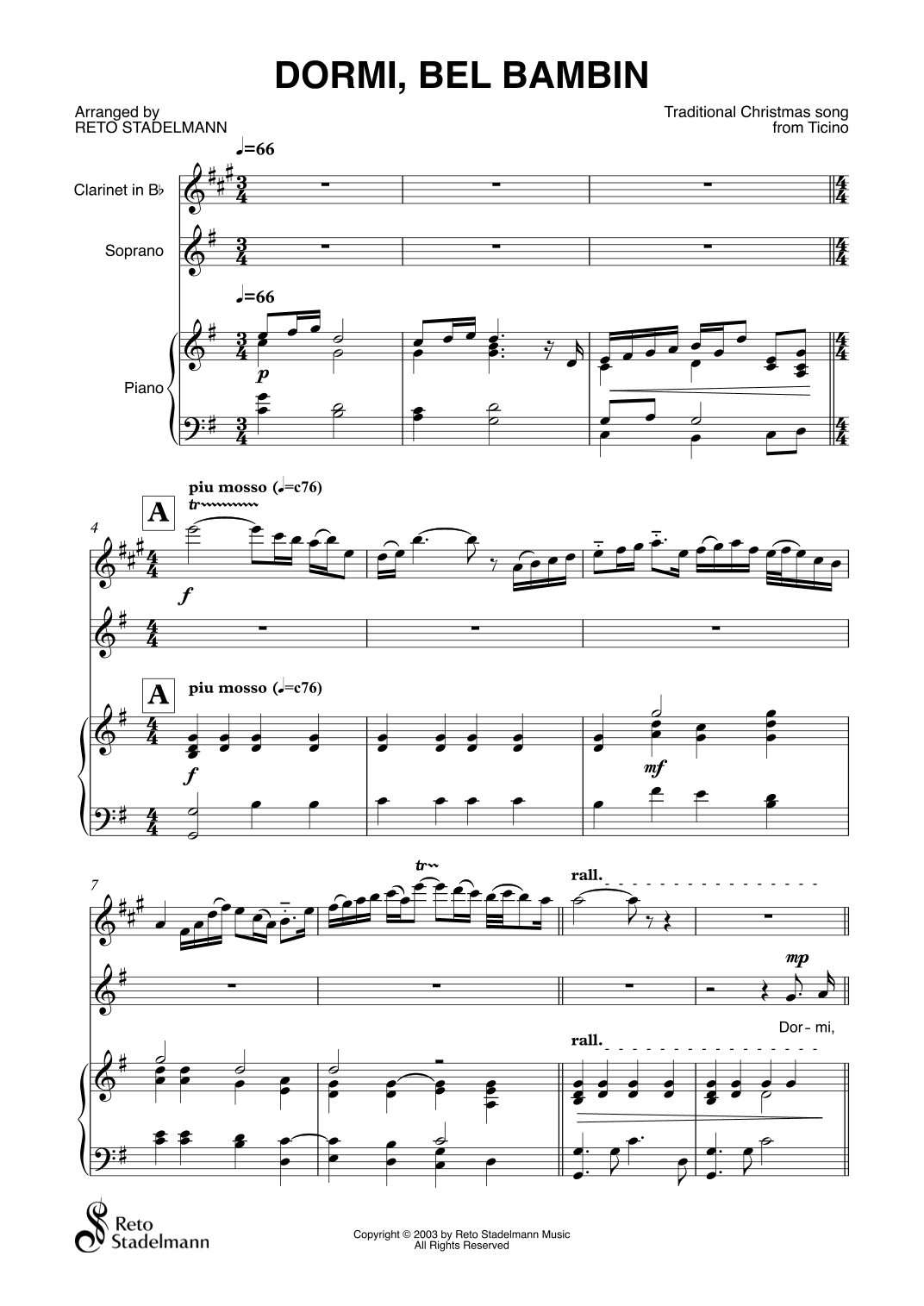 Dormi, Bel Bambin (arr. Reto Stadelmann)