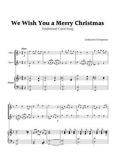 We Wish you a Merry Christmas for Oboe Duet and Piano (arr. Rika K.)