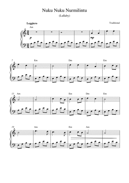 Nuku Nuku Nurmilintu (Lullaby) (arr. Kaiserin Rebecca)