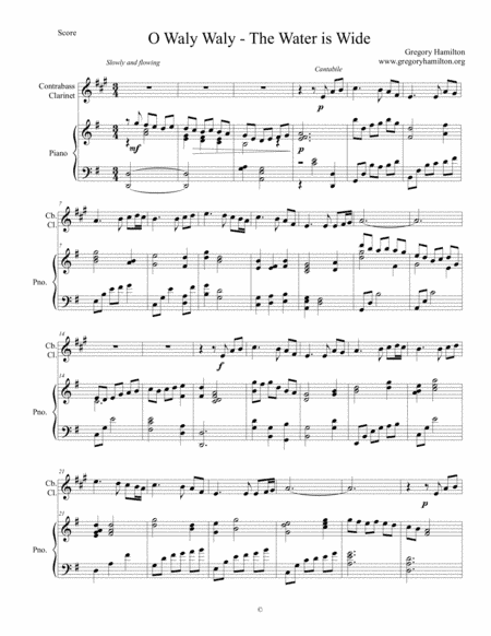 O Waly Waly for Contrabass Clarinet and Piano