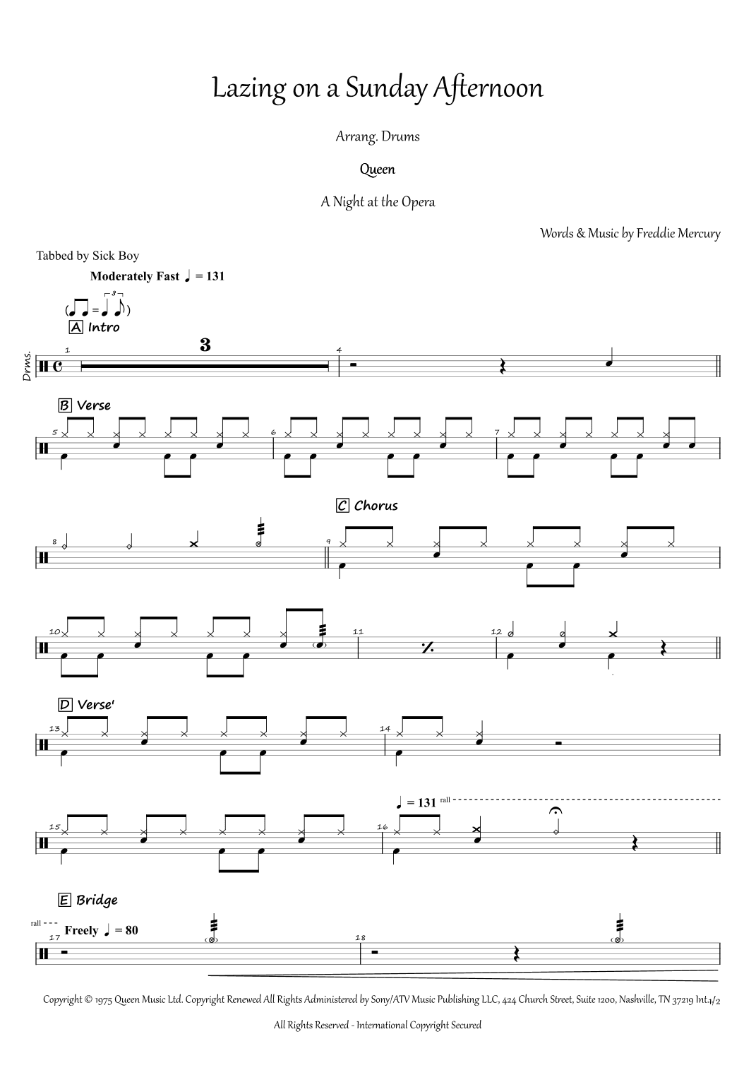 Lazing On A Sunday Afternoon (arr. Sick Boy)