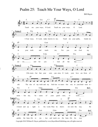 Psalm 25:  Teach Me Your Ways (Leadsheet)