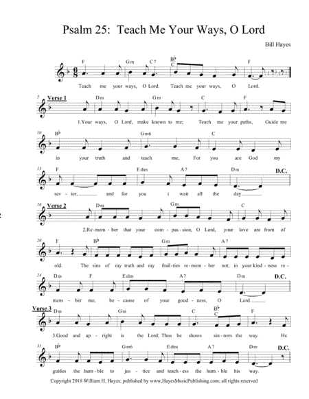 Psalm 25:  Teach Me Your Ways (Leadsheet)