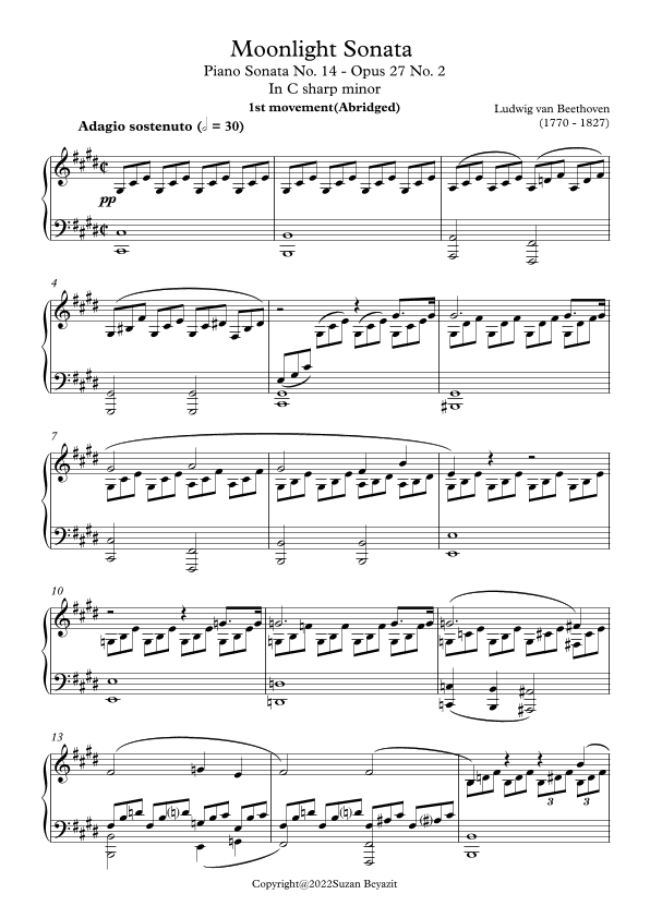 Moonlight Sonata in C sharp minor (arr. Suzan Beyazit)