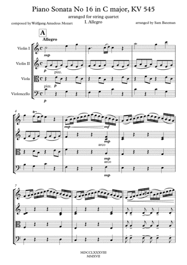 Mozart - Piano Sonata No. 16 in C major (first movement) (arr. Sam Bateman)