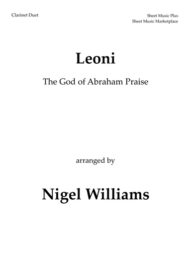 Leoni (The God of Abraham Praise), for Clarinet Duet (arr. Nigel Williams)