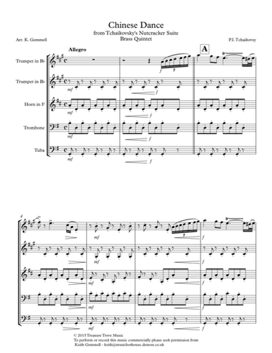 Chinese Dance (Nutcracker Suite): Brass Quintet (arr. Keith Gemmell)