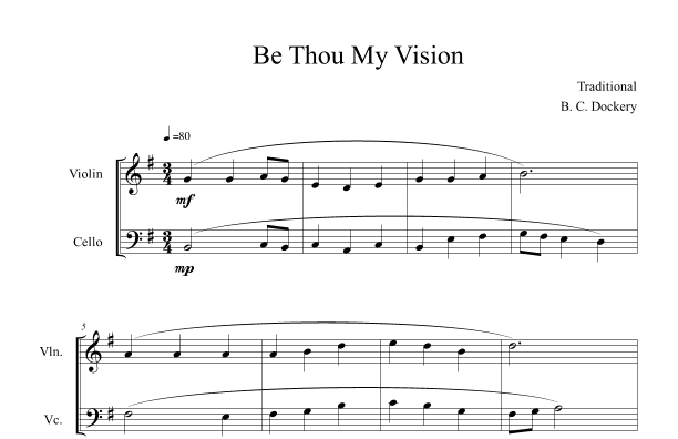 Be Thou My Vision (Violin and Cello Duet) (arr. B. C. Dockery)