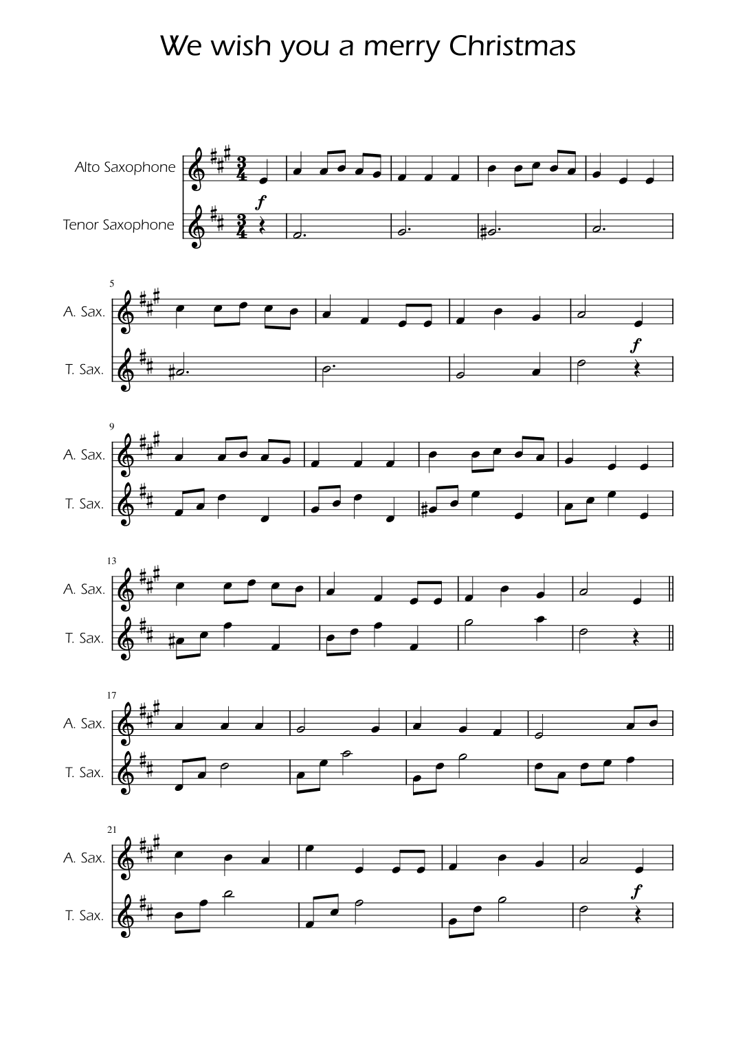 We Wish You a Merry Christmas - Sax Duet (arr. Ygor Nunes)