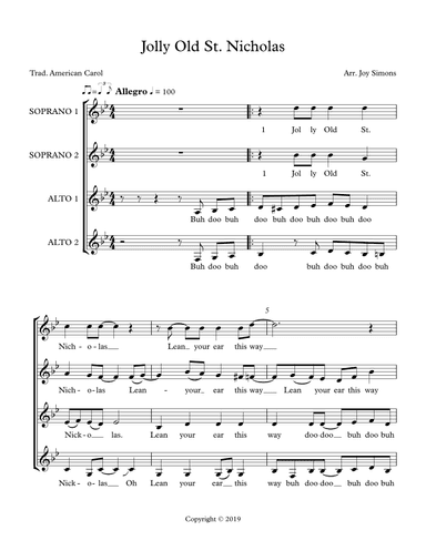 Jolly Old St. Nicholas (arr. Joy Simons)