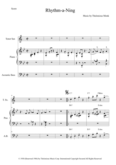 Rhythm-a-ning (arr. The Sheet Music Library)