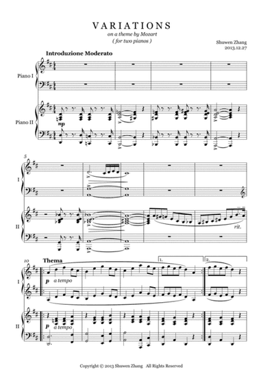 Variations on a theme by Mozart (for two pianos)