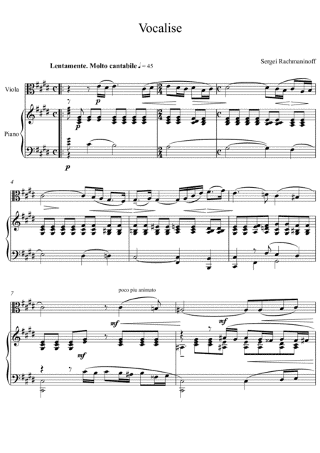 Sergei Rachmaninoff - Vocalise (Viola Solo) (arr. André Laitano)