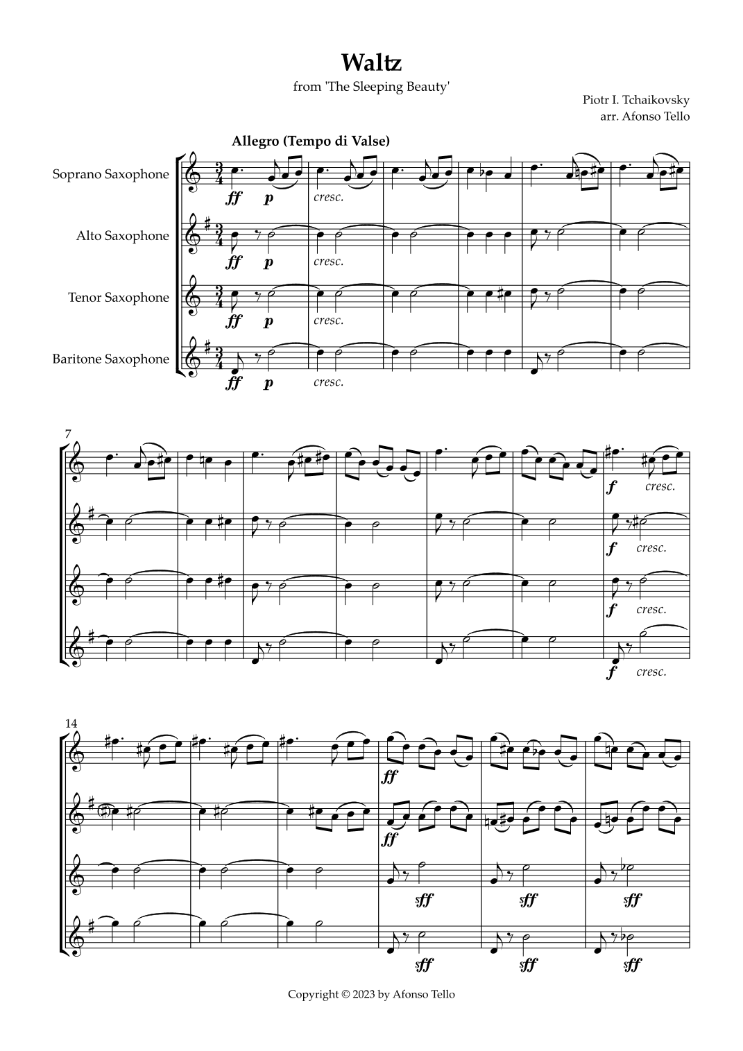 Waltz from 'The Sleeping Beauty' (arr. Afonso Tello)