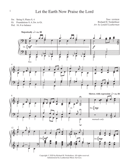 Let the Earth Now Praise the Lord (Organ solo edition)