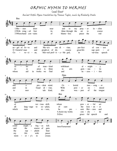 Orphic Hymn to Hermes Lead Sheet