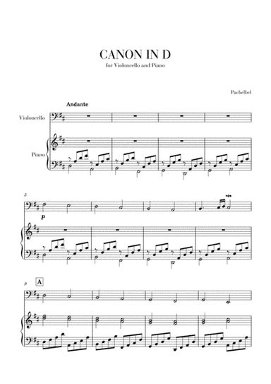 Canon in D for Cello and Piano (arr. Cadenza Editions)
