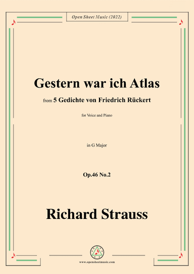 Richard Strauss-Gestern war ich Atlas,in G Major,Op.46 No.2 (arr. OSM Press)
