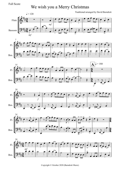 We wish you a Merry Christmas for Flute and Bassoon Duet (arr. David Burndrett)