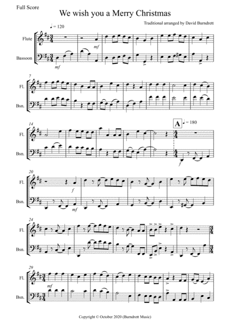 We wish you a Merry Christmas for Flute and Bassoon Duet (arr. David Burndrett)