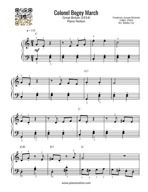 Colonel Bogey March (Piano Solo) (arr. Bobby Cyr)