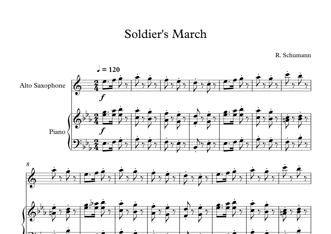 Soldier's March - Robert Schumann (Alto Sax + Piano) (arr. Digital Book Music)