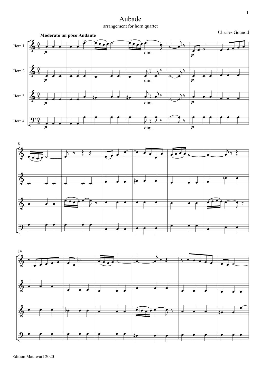 Aubade (arr. Edition Maulwurf)