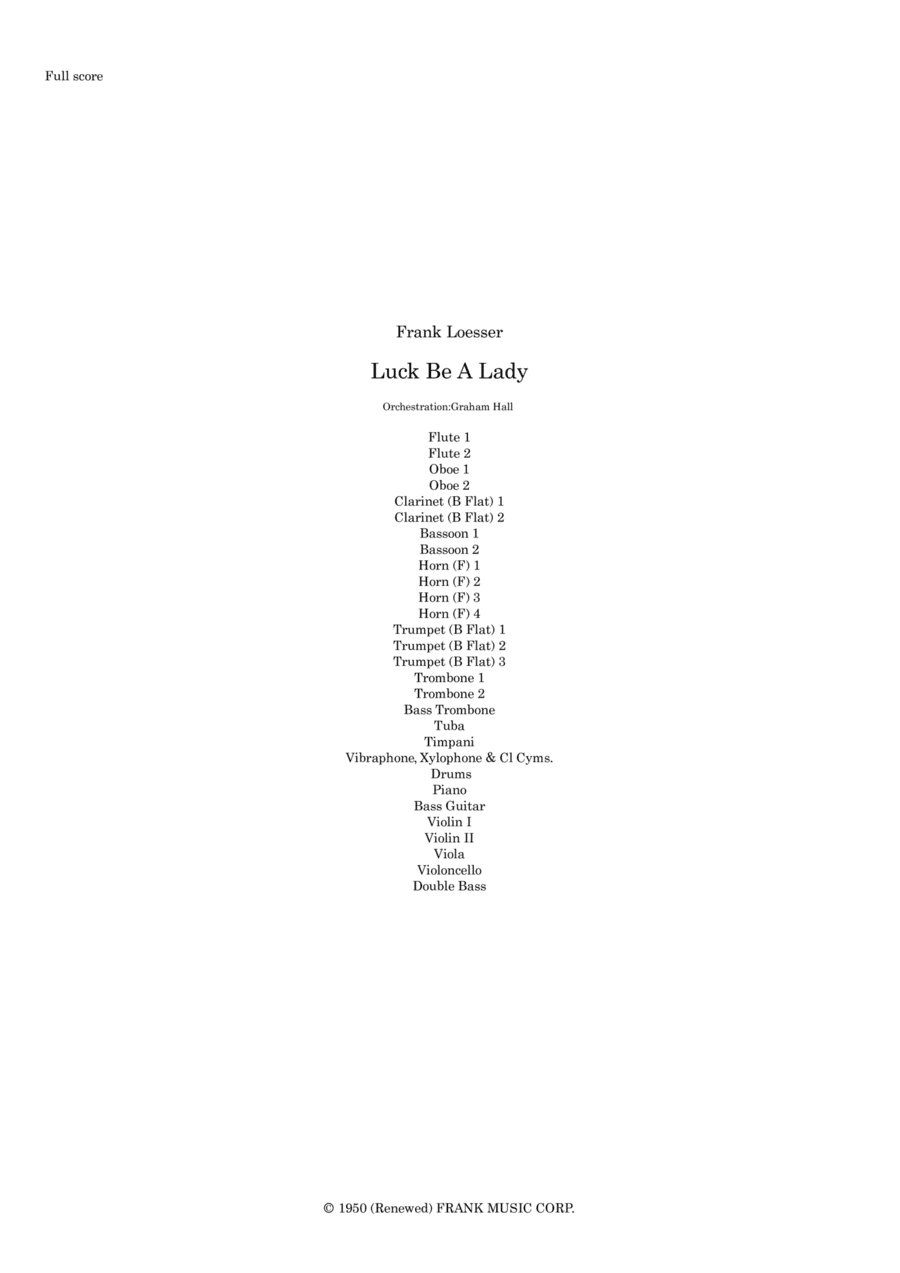 Luck Be A Lady (arr. Graham Hall (ghmusicprep.com))