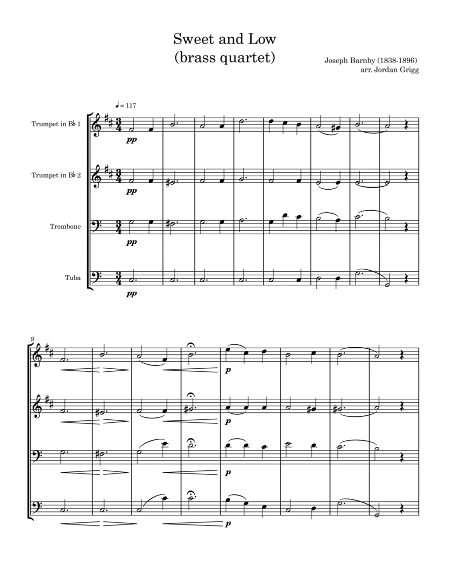 Sweet and Low (brass quartet) (arr. Jordan Grigg)