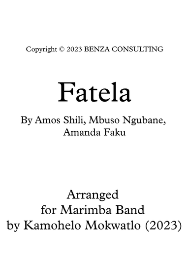 Fatela - Score Only (arr. Kamohelo Mokwatla)