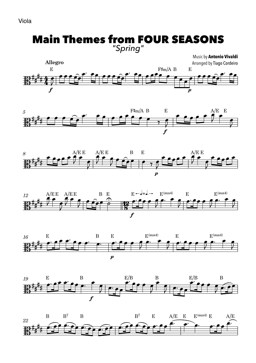 Main Themes from Four Seasons “Spring” (arr. Tiago Cordeiro)