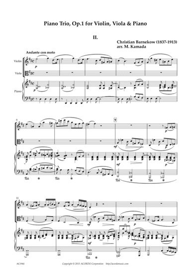 "Andante con moto" from Piano Trio, Op.1 for Violin, Viola & Piano (arr. Mikio Kamada)