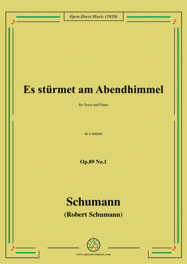 Schumann-Es stürmet am Abendhimmel,Op.89 No.1,in e minor (arr. MSM)