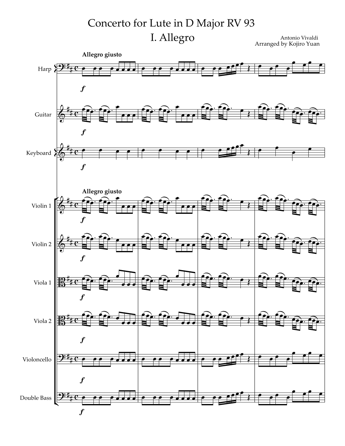 Concerto for Lute in D Major RV 93 I. Allegro (arr. Kojiro Yuan)