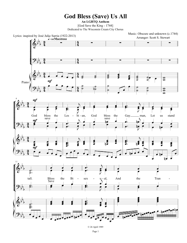 God Bless (Save) Us All: an LGBTQ Anthem (arr. Scott S. Stewart)
