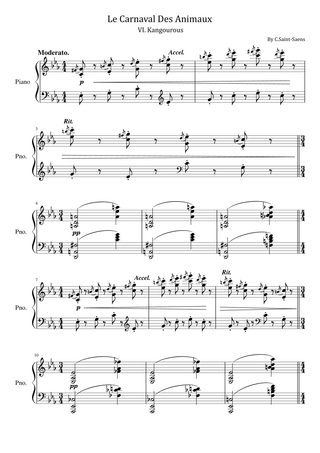 C.Saint-Saens -  Le Carnaval Des Animaux, VI. Kangourous  – For Piano Solo Original (arr. poon)