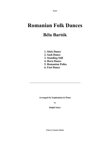 Romanian Folk Dances for Euphonium and Piano (arr. Ralph Sauer)