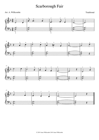 Scarborough Fair - Easy Piano (arr. A. Willicombe (Minstrel Cottage Studio))