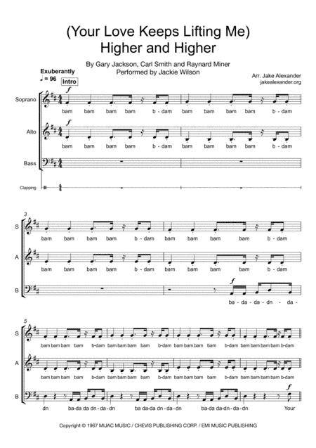 (your Love Has Lifted Me) Higher And Higher (arr. Jake Alexander)