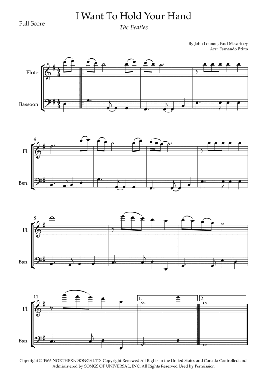 I Want To Hold Your Hand (arr. Fernando Britto)