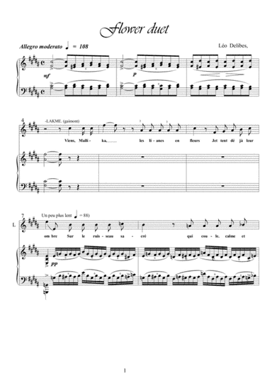 Flower Duet From Lakmé (arr. Clssical sheetz)