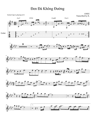 Ðen dá không du?ng sheet music (arr. JL Acoustic)