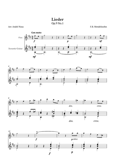 Lieder Op.9 No.1 (arr. André Nusa)