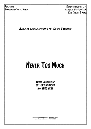 Never Too Much (arr. Mike West)