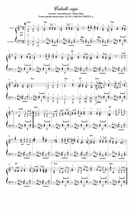 Caballo viejo. Tonada llanera venezolana por: Simón Narciso Díaz Márquez (arr. Juan Carlos Cortés A.)