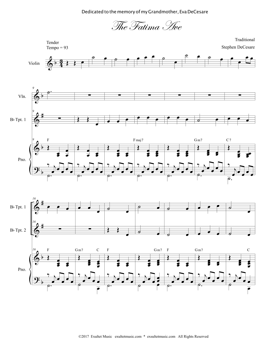 The Fatima Ave (Duet for Bb-Trumpet) (arr. Stephen DeCesare)