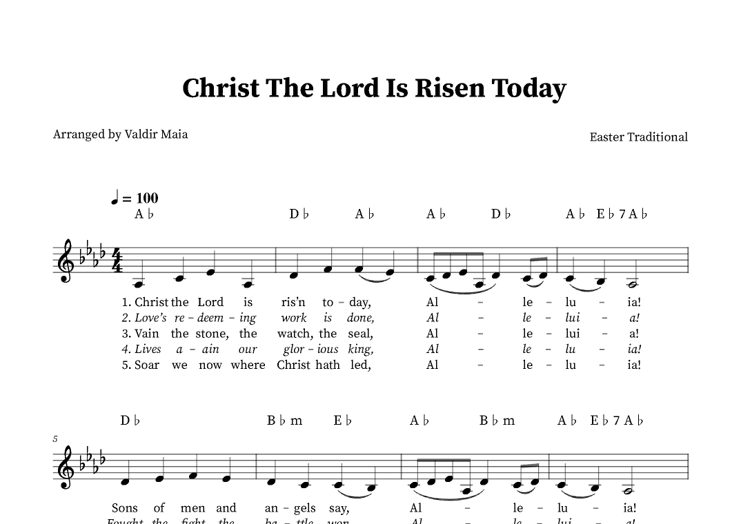 Christ The Lord Is Risen Today - Ab Major (arr. Valdir Maia)
